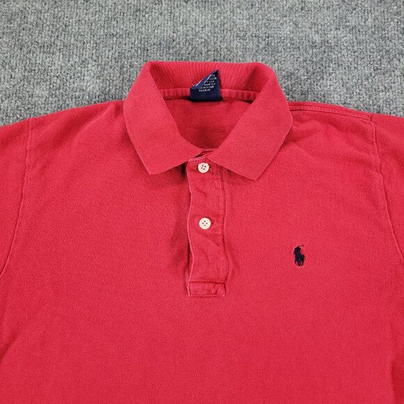 Polo Ralph Lauren Polo Shirt Boy's Large Red Logo Collared Short Sleeve Youth L - Picture 2 of 12